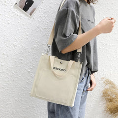 Canvas Messenger Bag Women Letter Print Shoulder Crossbody Student Tote Handbag