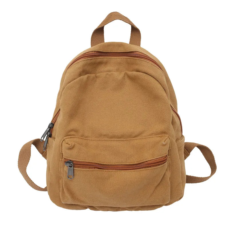 Small Vintage Canvas Backpack Unisex Men Women Teen Girls Mini Rucksack