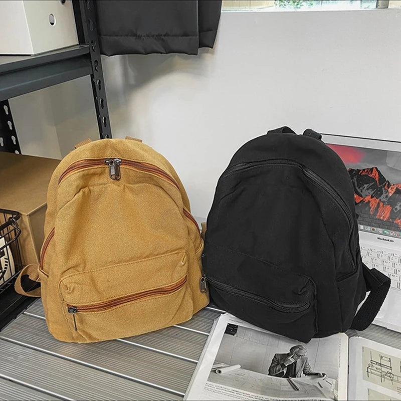 Small Canvas Vintage Backpack Unisex Women Men Bags For Teenage Girls Young