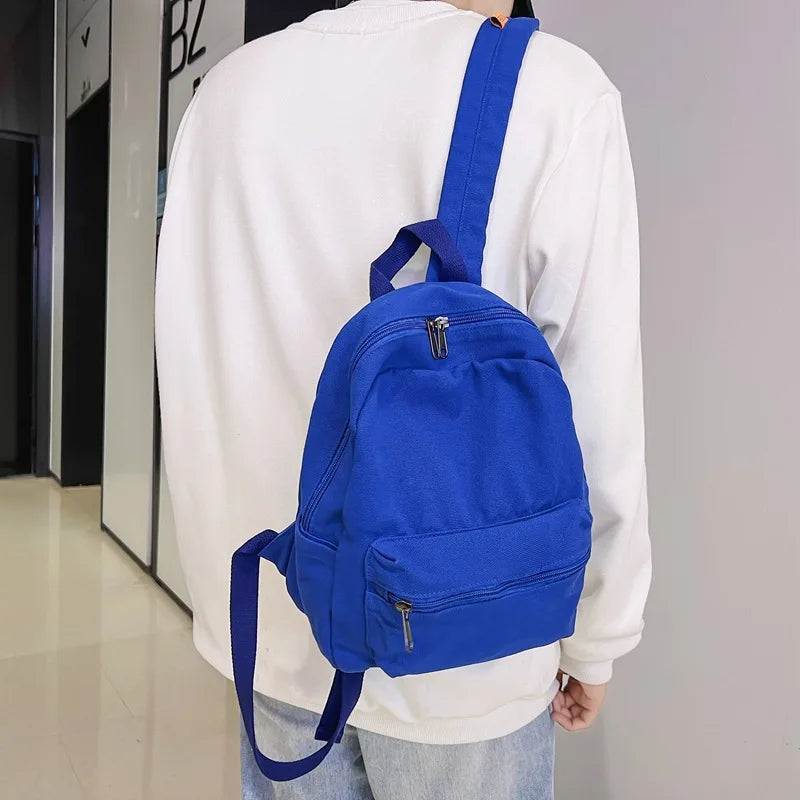 Small Vintage Canvas Backpack Unisex Women Men Bags For Teenage Girls