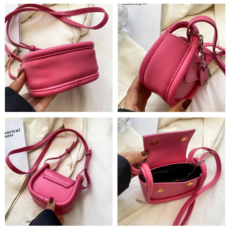 Small Casual Ladies Saddle Shoulder Purses Chains Mini Women Purses and Handbags