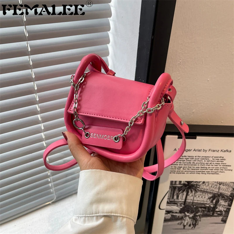 Small Casual Ladies Saddle Shoulder Purses Chains Mini Women Purses and Handbags
