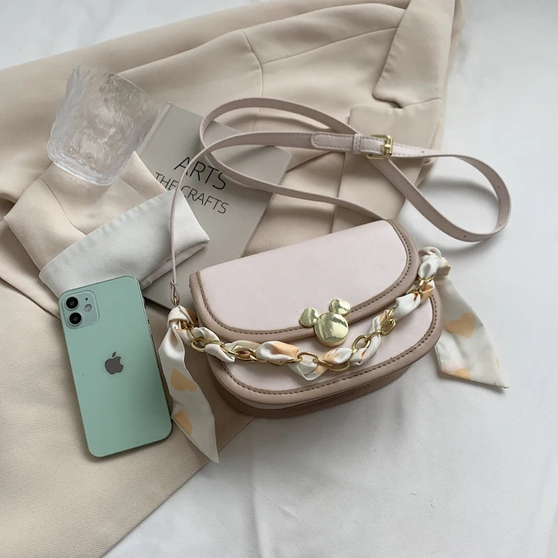 Small Chain Flap Shoulder Bags for Women Tote Crossbody Bag Scarves Ladies Tote