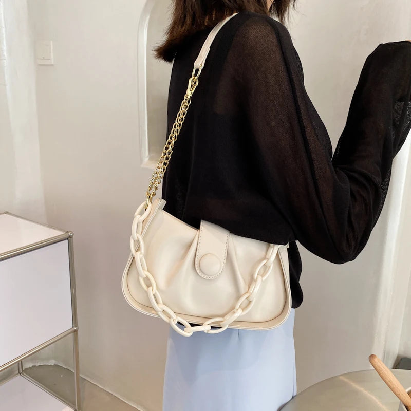 Small Chain Shoulder Bags for Women Pleated Crossbody Tote Handbags