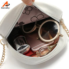 Cartoon Character Circular Bag Lady Girl Pu Leather Messenger Shoulder Handbag