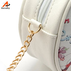 Cartoon Character Circular Bag Lady Girl Pu Leather Messenger Shoulder Handbag
