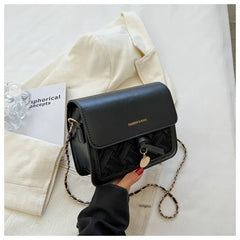 Small Contrast Leather Crossbody Bag Women Shoulder Messenger Ladies Handbag