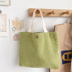 Corduroy Lunch Bag for Women Eco Canvas Portable Tote Bags Mini