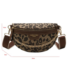 Canvas Crossbody Bag Women Winter Fanny Pack Chain Belt Phone Purse