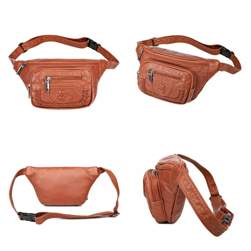 Women's Soft PU Leather Crossbody Bag Vintage Messenger Handbag Purse