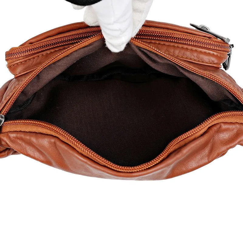 Women's Soft PU Leather Crossbody Bag Vintage Messenger Handbag Purse