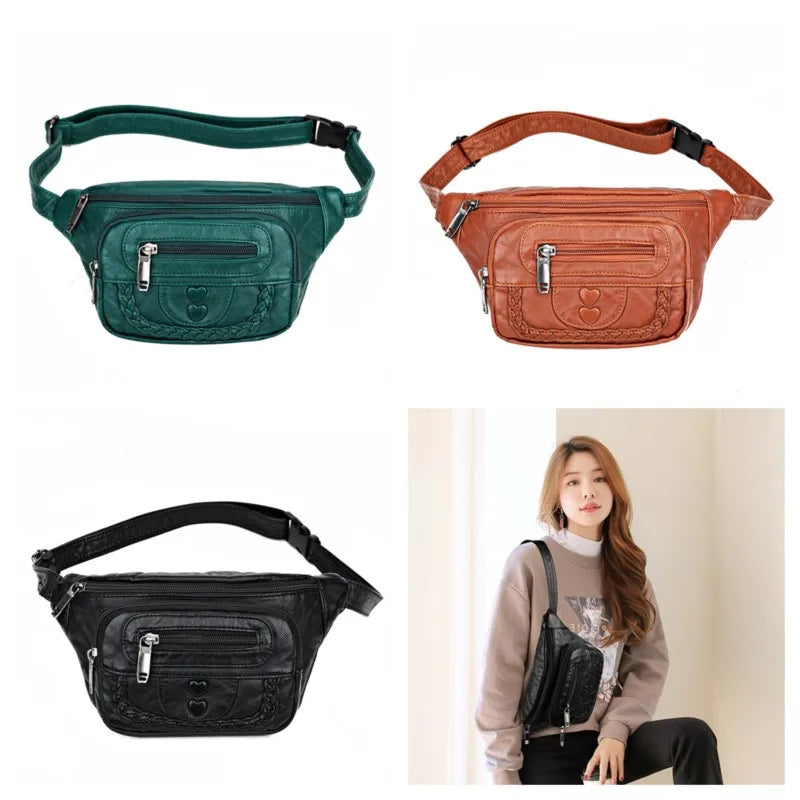 Women's Soft PU Leather Crossbody Bag Vintage Messenger Handbag Purse