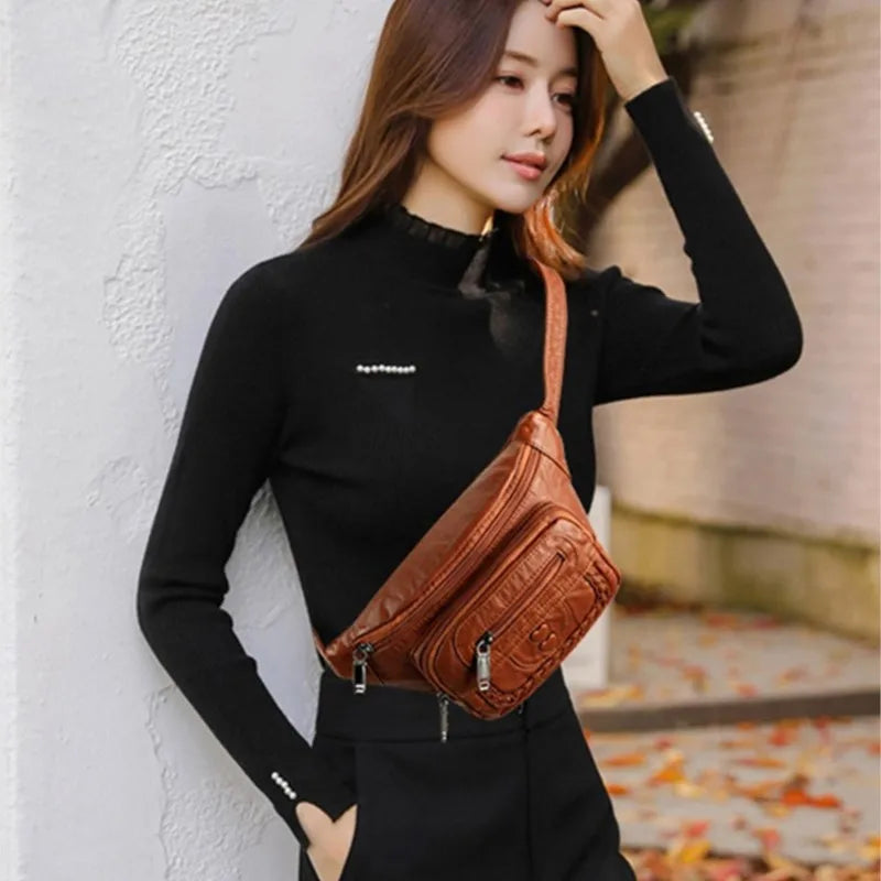 Women's Soft PU Leather Crossbody Bag Vintage Messenger Handbag Purse