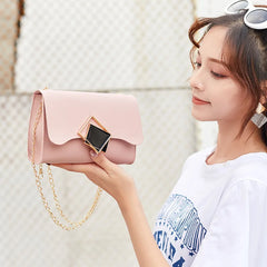 Women's Mini PU Leather Crossbody Bag Yellow Chain Phone Purse