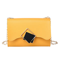 Women's Mini PU Leather Crossbody Bag Yellow Chain Phone Purse
