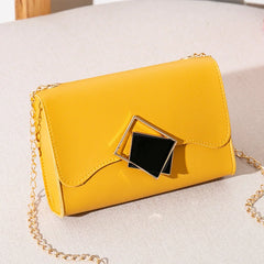 Women's Mini PU Leather Crossbody Bag Yellow Chain Phone Purse