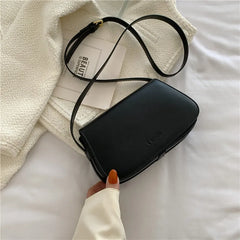Brown Leather Crossbody Bag for Women Solid Saddle Shoulder Handbag