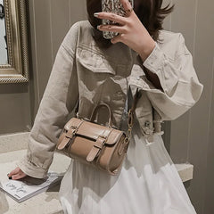Vintage Small Crossbody Bag Soft PU Leather Boston Satchel for Women