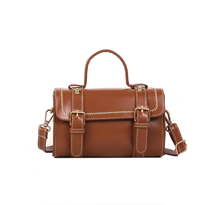 Vintage Small Crossbody Bag Soft PU Leather Boston Satchel for Women