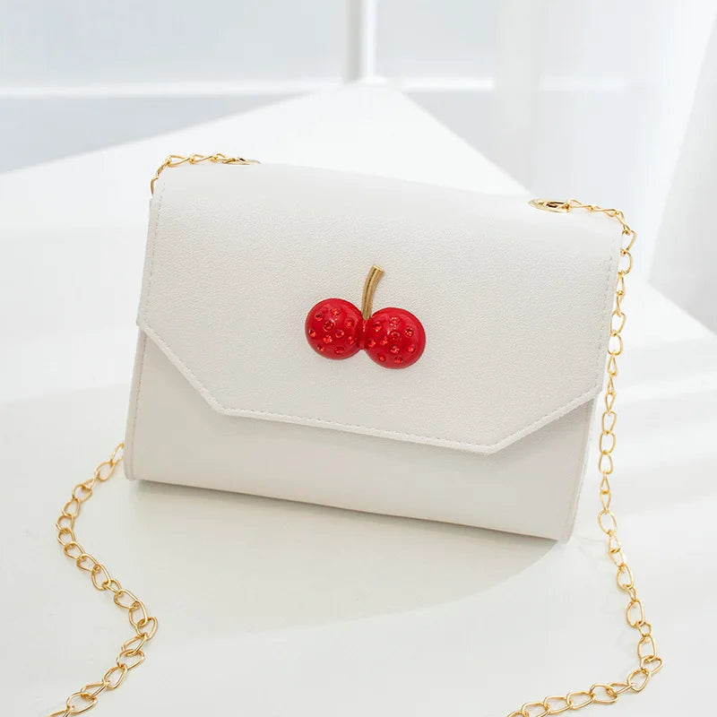 Small Crossbody Bags Women Cherry Flap PU Transparent Leisure