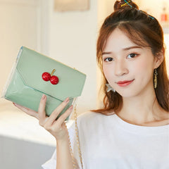 Small Crossbody Bags Women Cherry Flap PU Transparent Leisure