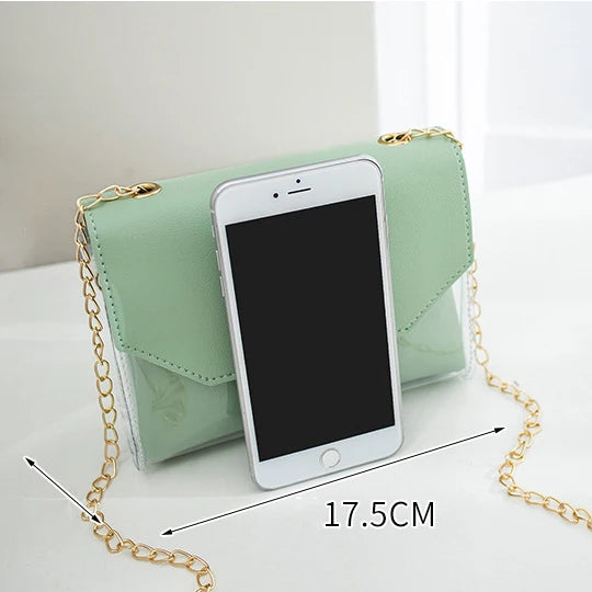 Small Crossbody Bags Women Cherry Flap PU Transparent Leisure