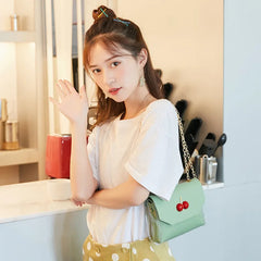 Small Crossbody Bags Women Cherry Flap PU Transparent Leisure