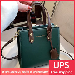 Women's Small Crossbody Tote Bag PU Leather Square Shoulder Bag