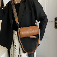 Small Crossbody Bags for Women Handbags 2 Straps Barrel Purse PU Leather