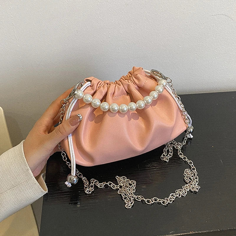 Small Crossbody Bags for Women Cloud Underarm Tote Bag Pleated Pu Leather Handba