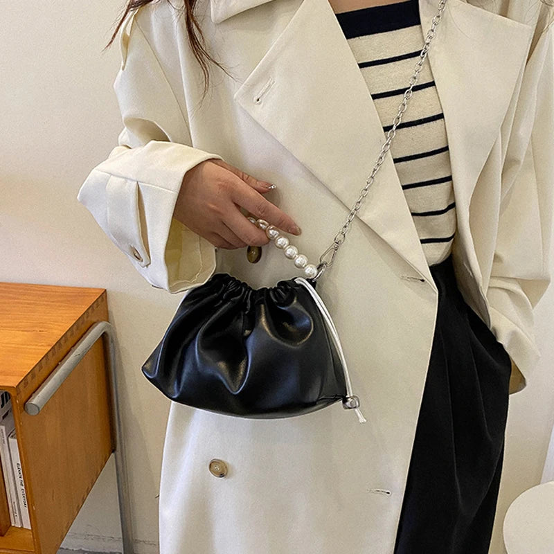 Small Crossbody Bags for Women Cloud Underarm Tote Bag Pleated Pu Leather Handba