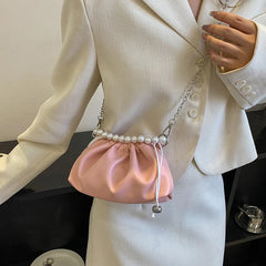 Small Crossbody Bags for Women Cloud Underarm Tote Bag Pleated Pu Leather Handba