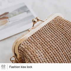 Boho Crossbody Bag Women Evening Clutch Rattan Beach Messenger Handbag