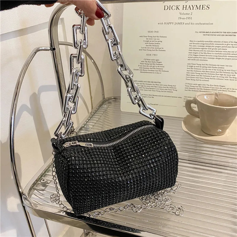 Women's Small Crossbody Messenger Bag Bling Diamond Summer Travel Shoulder Purse