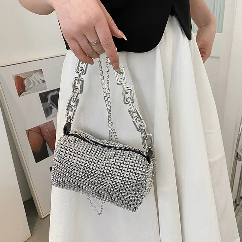 Women's Small Crossbody Messenger Bag Bling Diamond Summer Travel Shoulder Purse