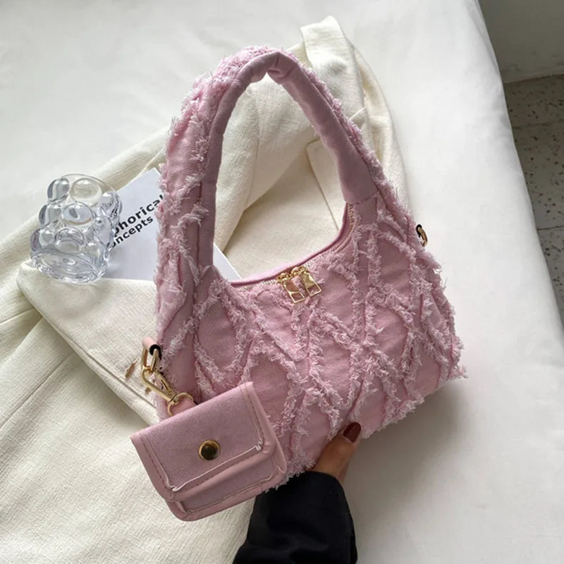Denim Shoulder Bag Women Handbag Purse Casual Tote
