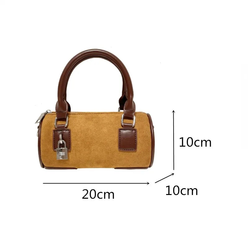 Vintage Small Drum Shoulder Bag for Women, Crossbody Tote Handbag
