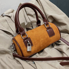 Vintage Small Drum Shoulder Bag for Women, Crossbody Tote Handbag