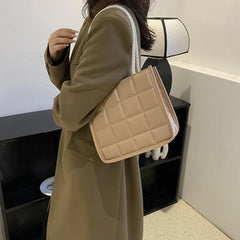 Small Lattice Crossbody Bag for Women Handbag Purse Tote Shoulder Square