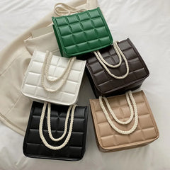 Small Lattice Crossbody Bag for Women Handbag Purse Tote Shoulder Square