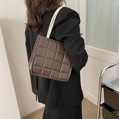 Small Lattice Crossbody Bag for Women Handbag Purse Tote Shoulder Square