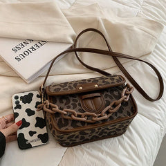 Leopard Shoulder Bag Chain Crossbody for Women Messenger Tote Handbags
