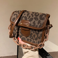 Leopard Shoulder Bag Chain Crossbody for Women Messenger Tote Handbags