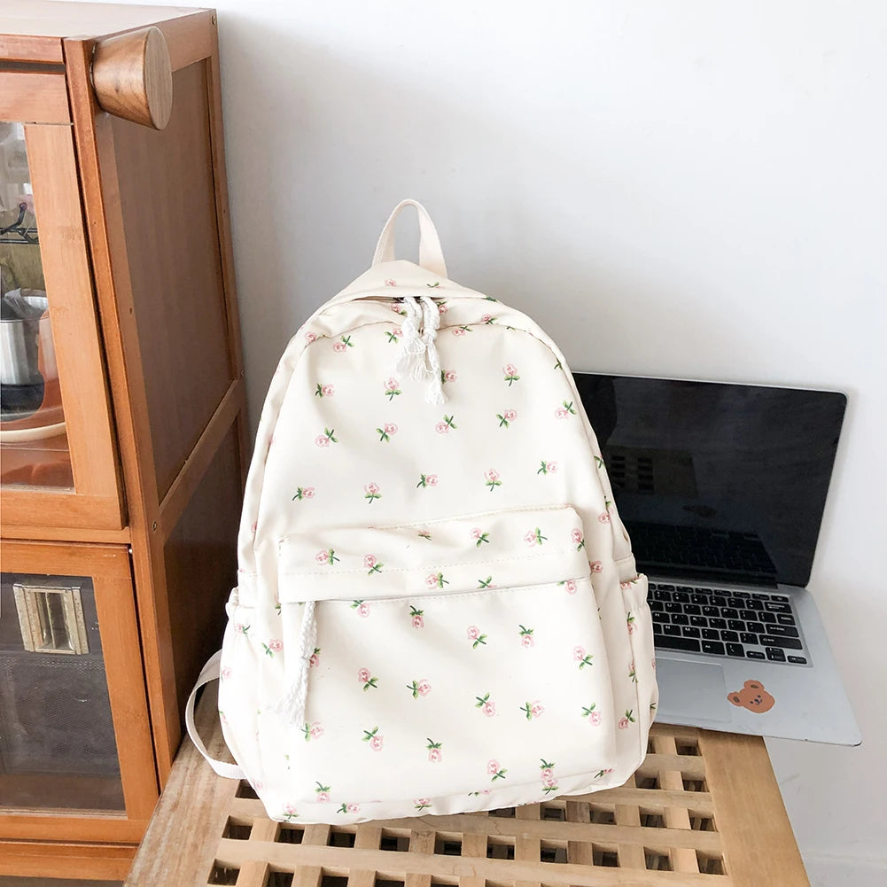 Flower Women Backpack Student Zipper School Bag