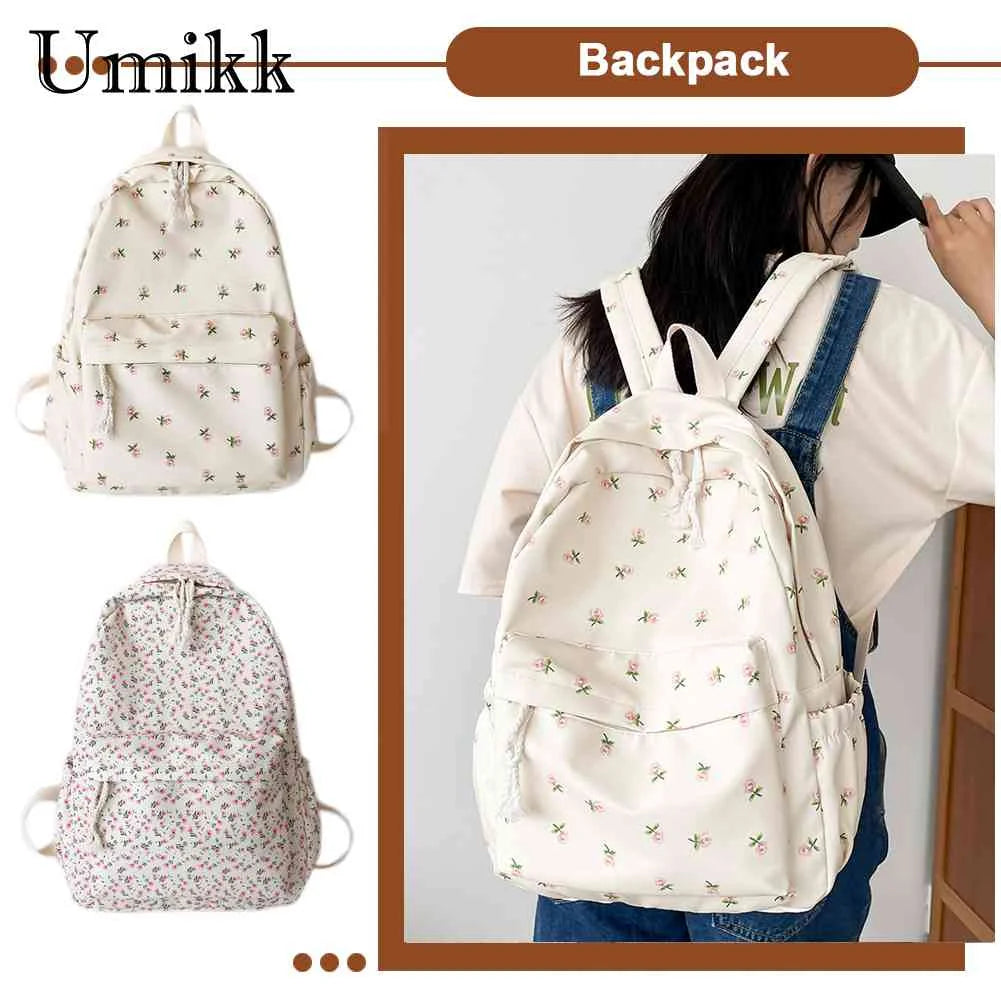 Flower Women Backpack Student Zipper School Bag