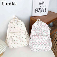 Flower Women Backpack Student Zipper School Bag