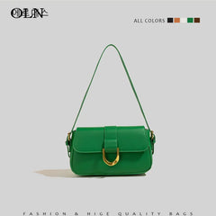 Green Leather Crossbody Bag for Women