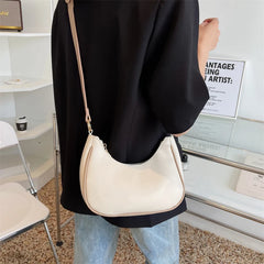 Half Moon PU Leather Crossbody Bag for Women Summer Shoulder Handbag