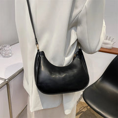 Half Moon PU Leather Crossbody Bag for Women Summer Shoulder Handbag