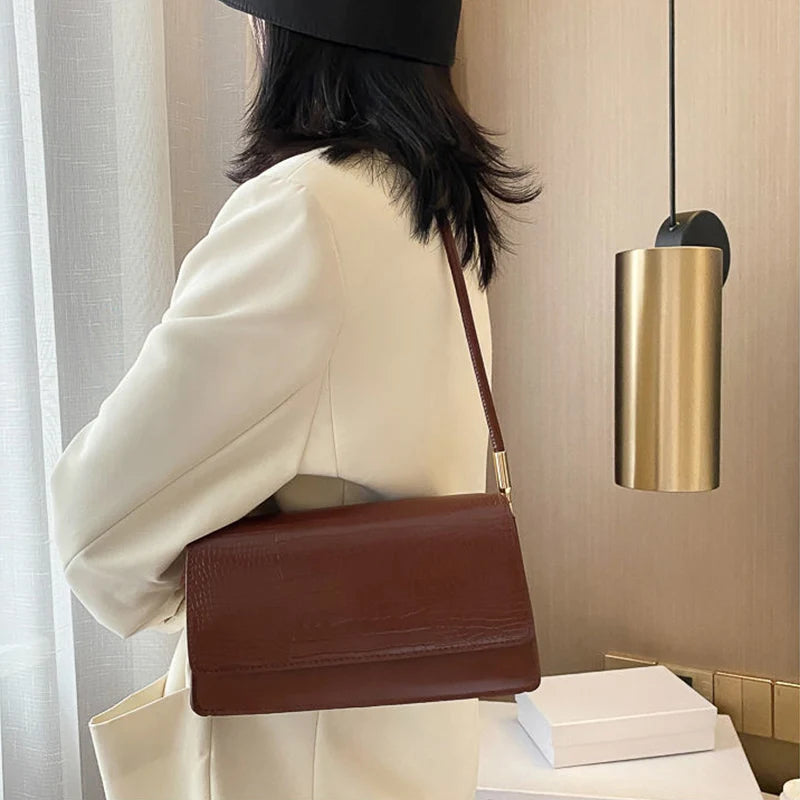 Small Hand Bags Totes Soft PU Leather Armpit Vintage Shoulder Bag
